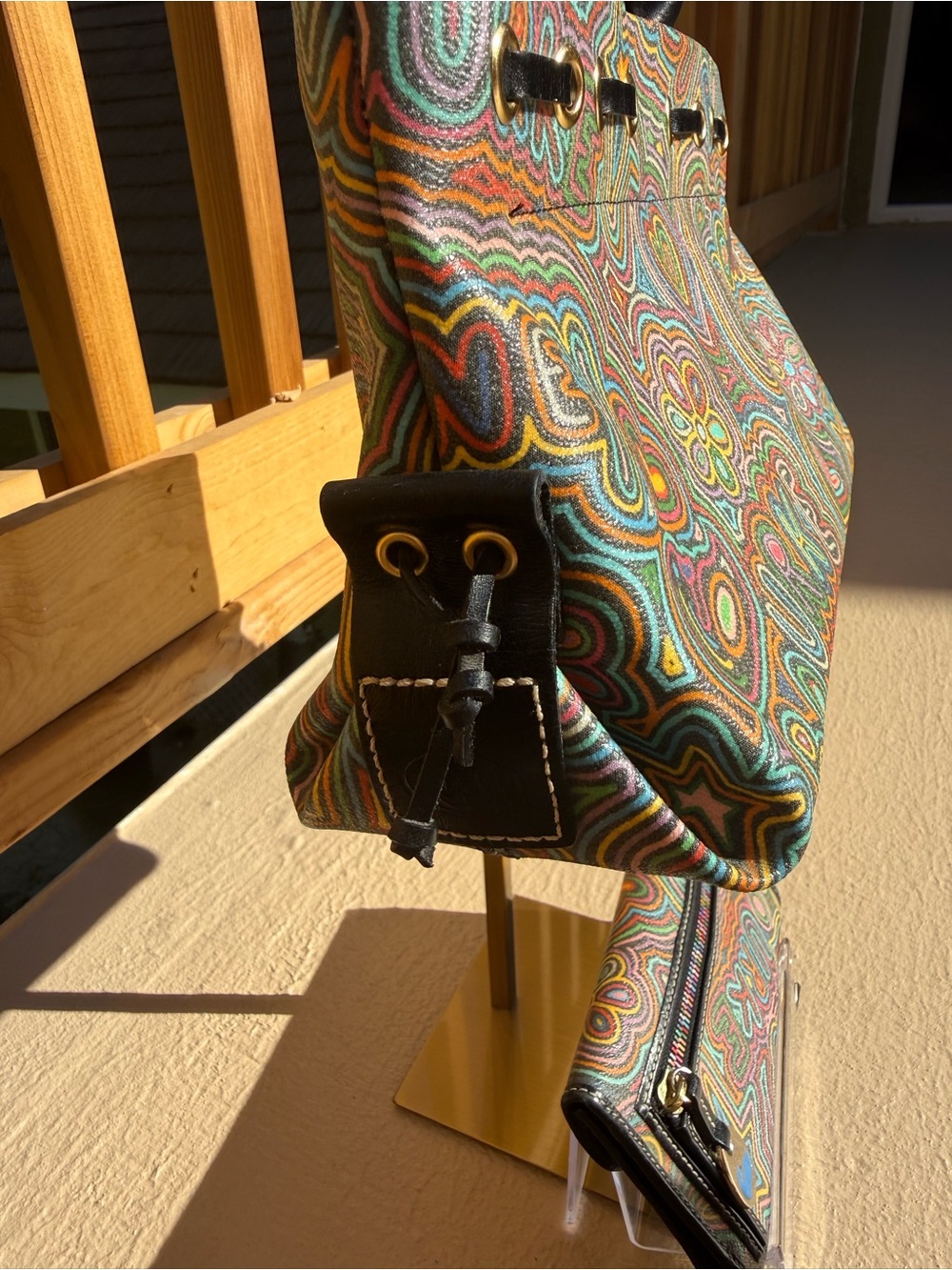 Rare Vintage Dooney & Bourke Rainbow Graffiti Doodle Bag & Wallet Bundle - Picture 14 of 14